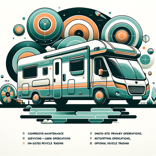 Spezialisierte Werkstatt für Freizeitfahrzeuge und Wohnwagen, umfassende Wartungs-, Service- und Nachrüstarbeiten, Hauptuntersuchungen vor Ort, optionaler Fahrzeughandel.