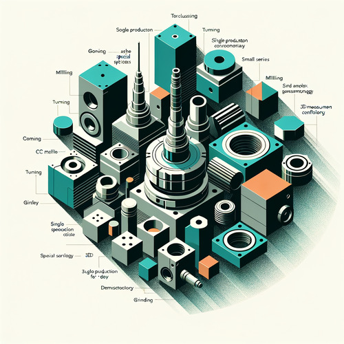 Metallverarbeitung, CNC-Zerspanung, Drehen, Fräsen, Schleifen, Einzelfertigung, Kleinserien, komplexe Spezialbauteile, 3D-Messtechnik zur Maßhaltigkeitskontrolle.