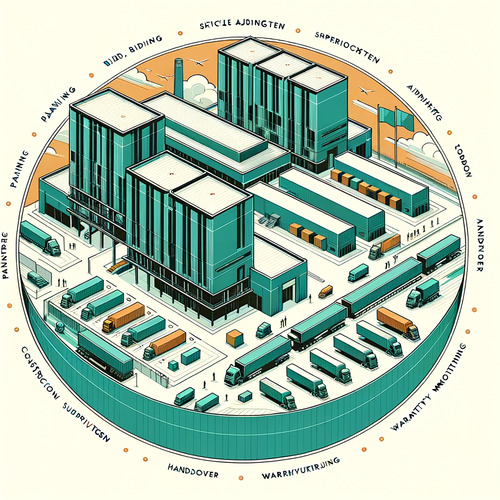 Architektenleistungen von Planung, Ausschreibung, Vergabe, Bauleitung, Übergabe bis zur Gewährleistungsüberwachung, spezialisiert auf Neu- und Umbauten von Gewerbegebäuden, insbesondere Logistikzentren.