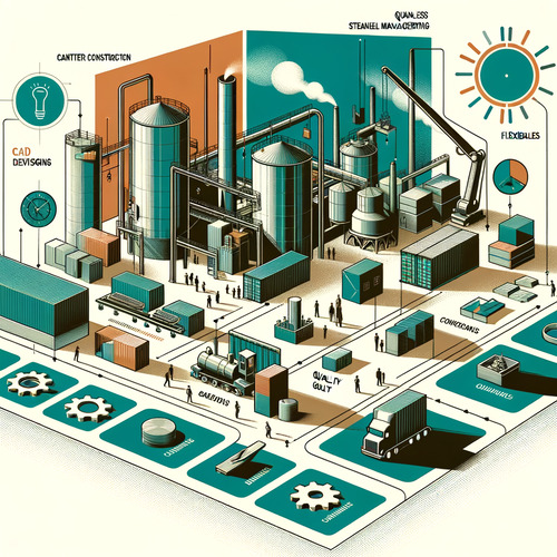 Bau von Behältern, Verarbeitung von Edelstahl, CAD-Konstruktionen, flexible Abläufe, Qualitäts- und Terminmanagement, maßgeschneiderte Lösungen für diverse Industriezweige.