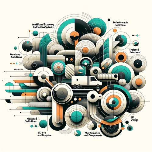 Mobile und stationäre Absauganlagen, maßgeschneiderte Lösungen, eigene Produktion, Wartung und Reparatur von Bauteilen und Komponenten, 3D-Entwurf, umfassendes ERP-System.